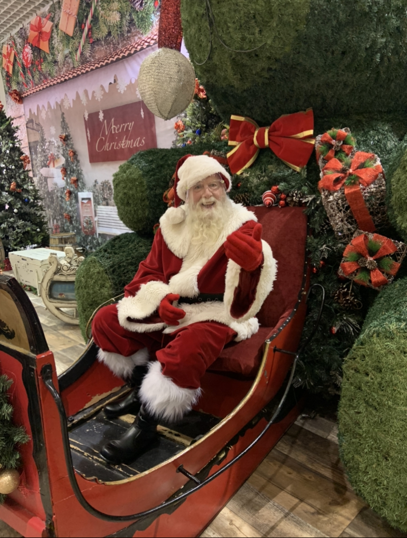 Tom as Santa in the sleigh
